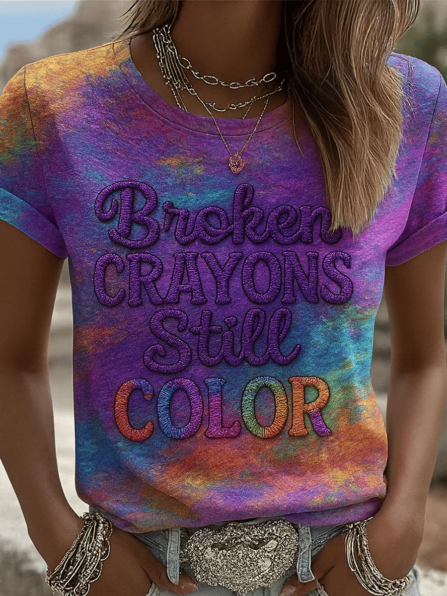 Women's Broken Crayons Still Color Print Shirt