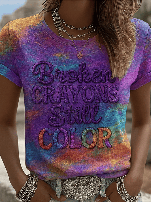 Women's Broken Crayons Still Color Print Shirt