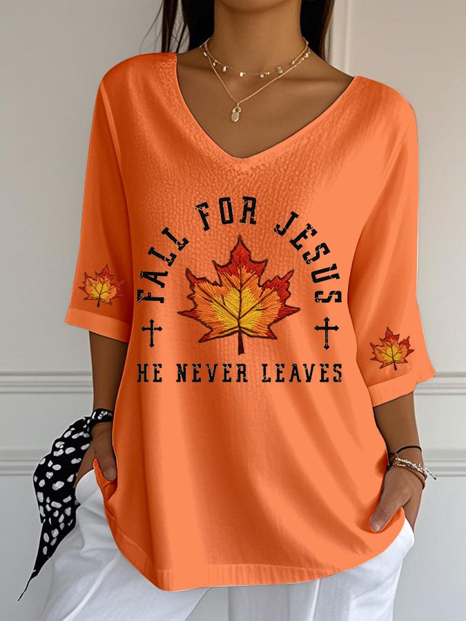 Women's Casual Autumn Print Sleeve Top