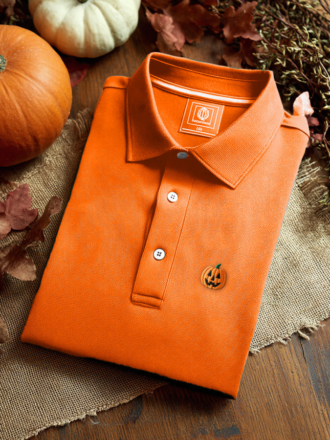 Men's Offline Business Autumn Pumpkin Contrast Polo