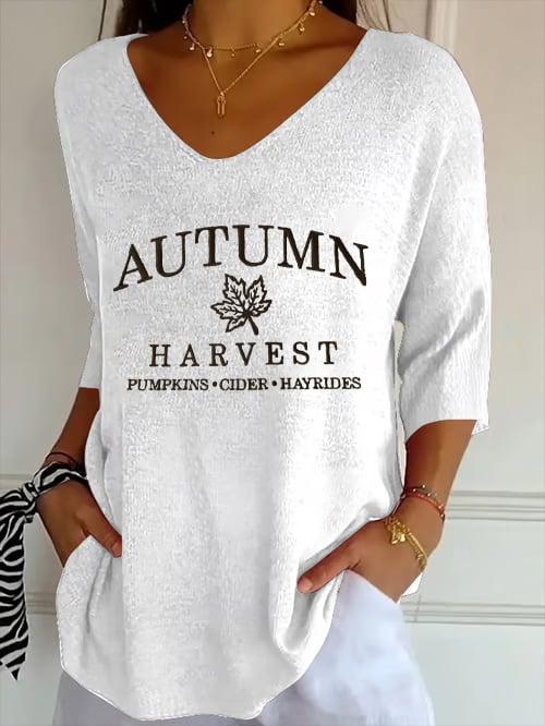 Women's Autumn Pumpkin Seasonal Print Top