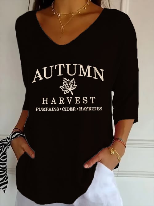 Women's Autumn Pumpkin Seasonal Print Top
