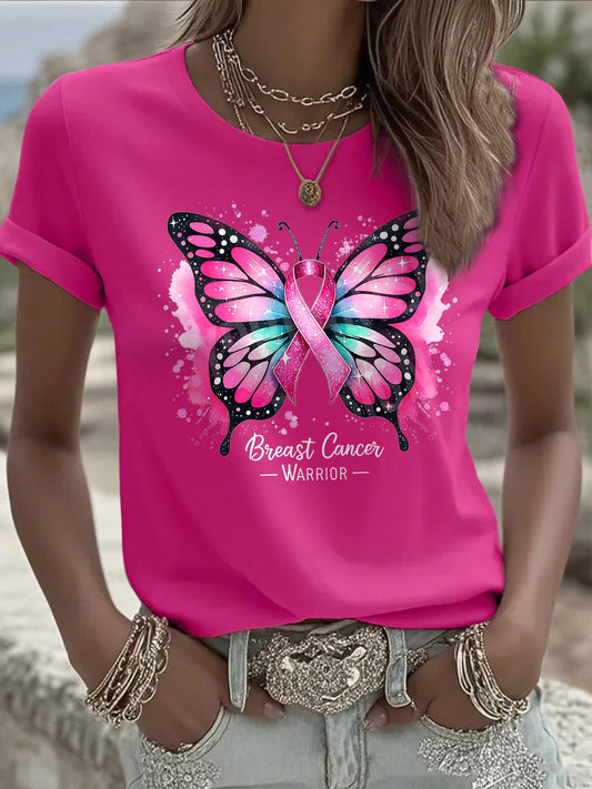 Women's Breast Cancer Ghost Print Casual T-shirt