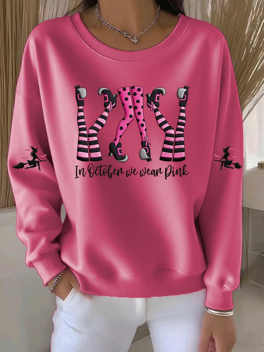 Women's Casual Pink Witch Sweatshirt