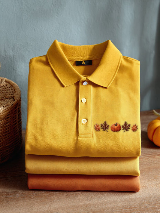 Men's Offline Business Autumn Pumpkin Contrast Polo