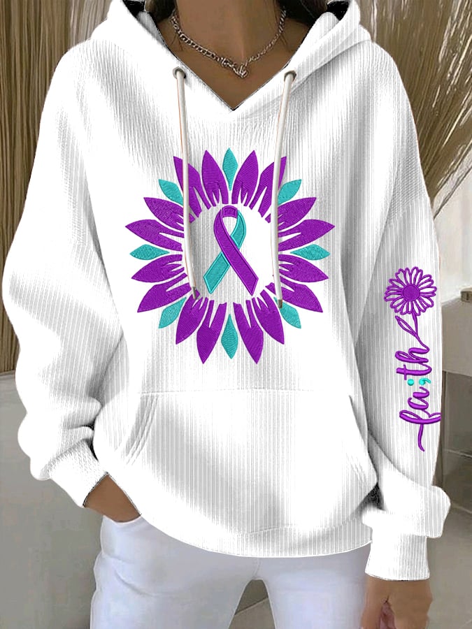 Women's Suicide Prevention Awareness Floral Art Faith Print Hoodie