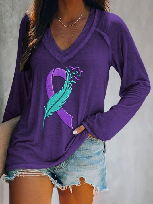 Women's Suicide Prevention Awareness Print Casual T-Shirt
