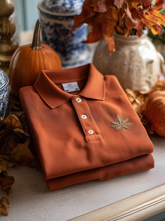 Men's Offline Business Autumn Pumpkin Contrast Polo