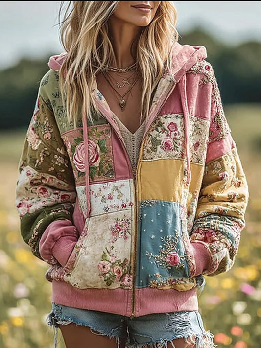 Women's Casual Floral Print Hoodie