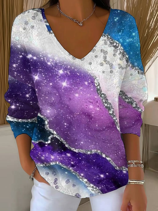 Women's Suicide Prevention Awareness Art Print V Neck Sweater