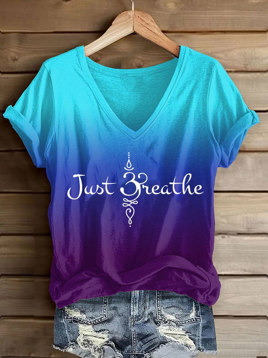 Women's Just Breathe Printed Casual T-Shirt