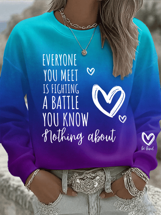 Women's Be Kind Mental Health Print Crew Neck Sweatshirt