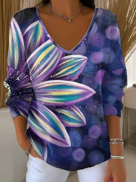 Women'S Casual Floral Long Sleeve T-Shirt