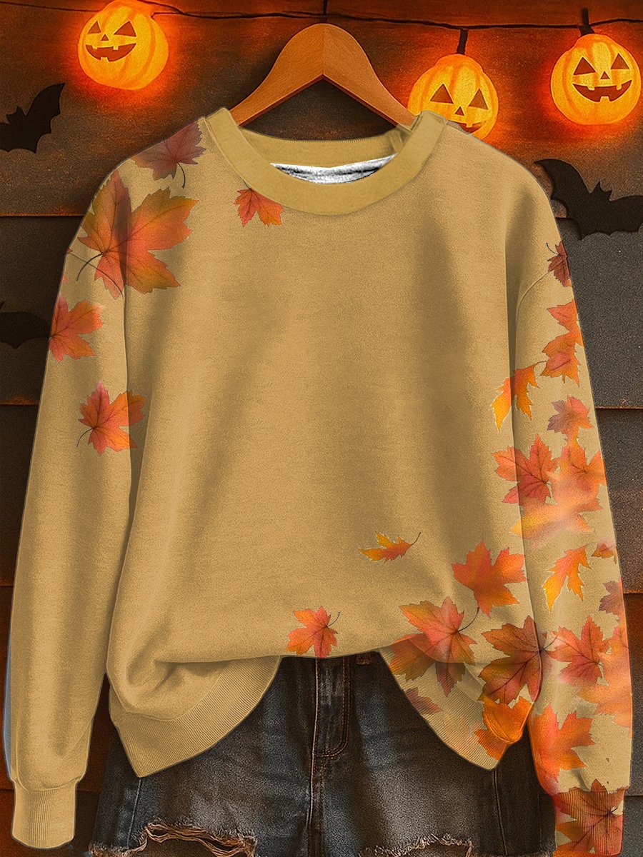 Women's Casual Autumn Maple Leaf Sweatshirt