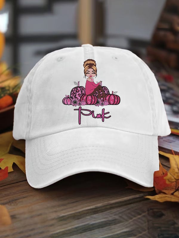 Unisex Pink Pumpkin Breast Cancer Awareness Print Baseball Cap