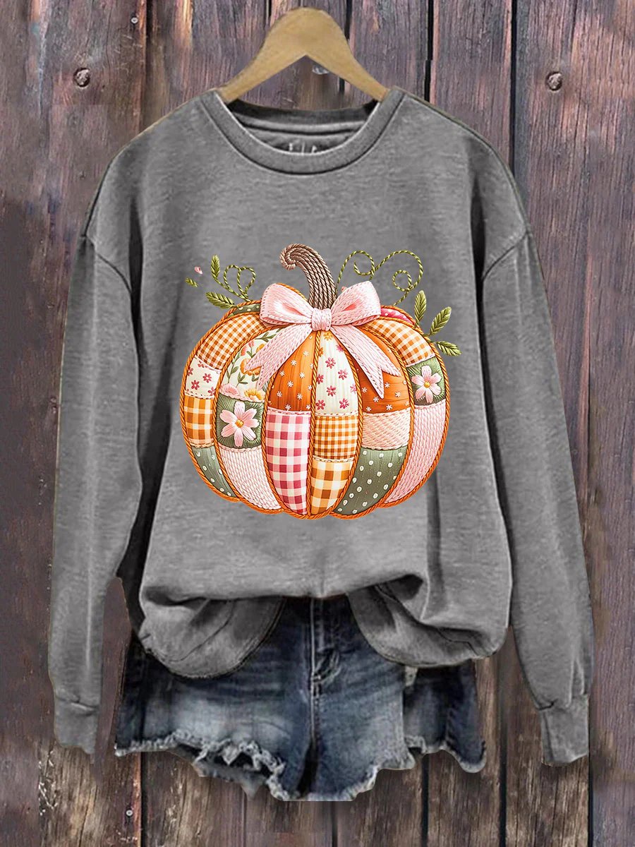 Women's Pumpkin Art Print Sweatshirt