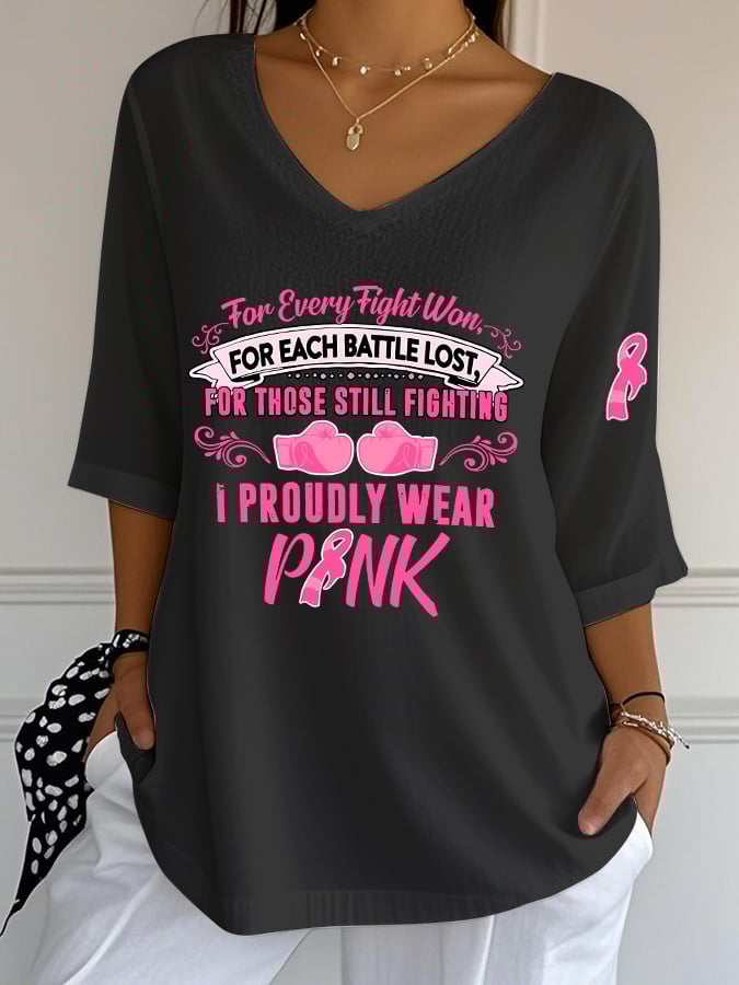 Women'S For Every Fight Won For Each Battle Lost For Those Still Fighting I Proudly Wear Pink T-Shirt
