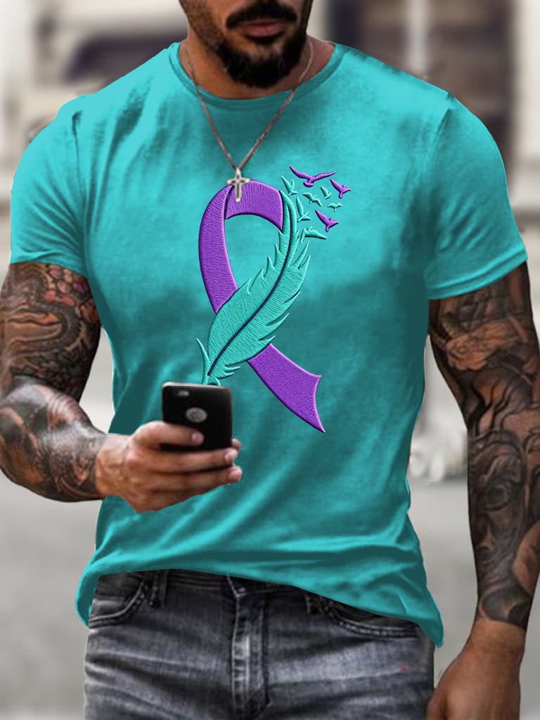 Men's Suicide Prevention Awareness Print Casual T-Shirt