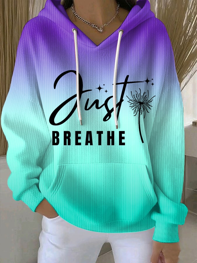Women's Just Breathe Print Casual Sweatshirt