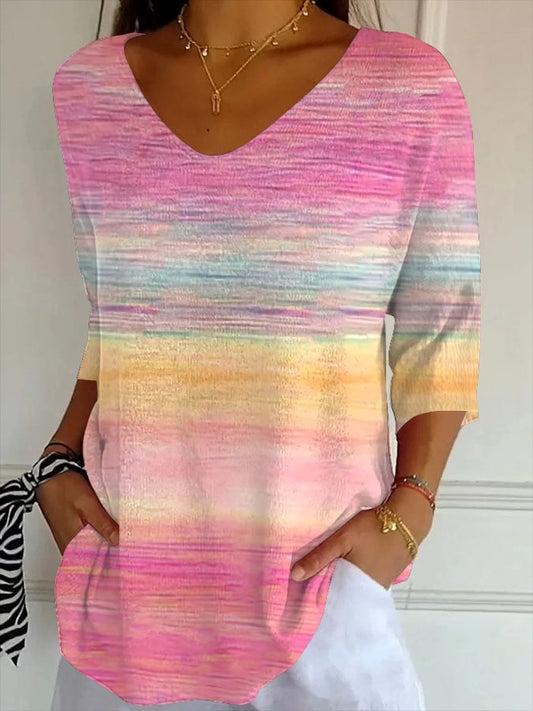 Women's Breast Cancer Awareness Print V-Neck T-Shirt