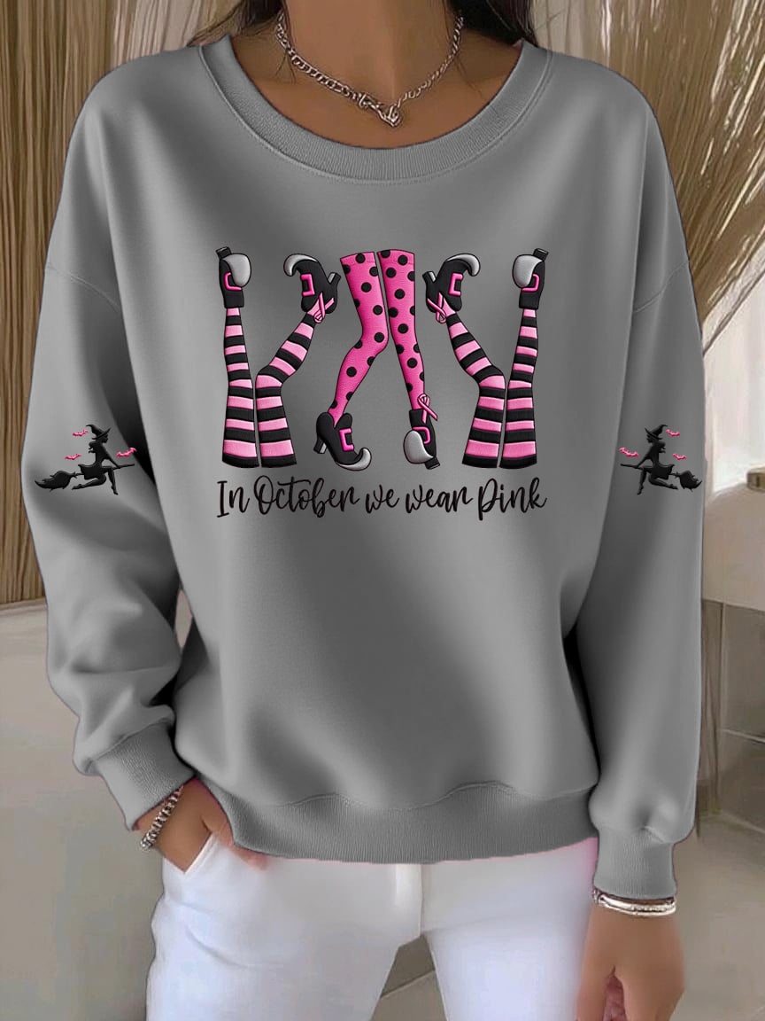 Women's Casual Pink Witch Sweatshirt