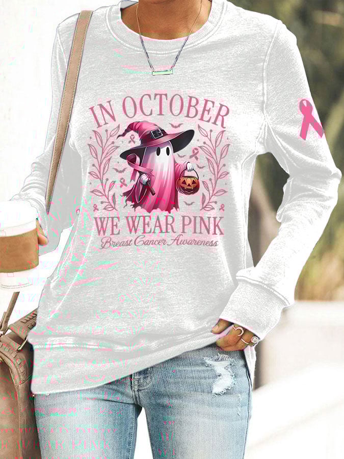 Women's Breast Cancer Awareness In October We Were Pink Printed Sweatshirt