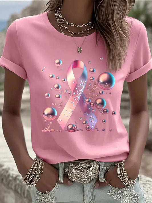 Women's  Breast Cancer Print T-Shirt