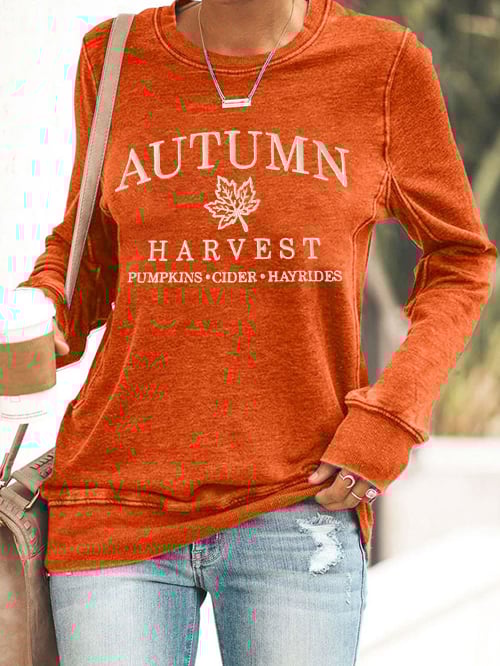 Women's Autumn Pumpkin Print Sweatshirt