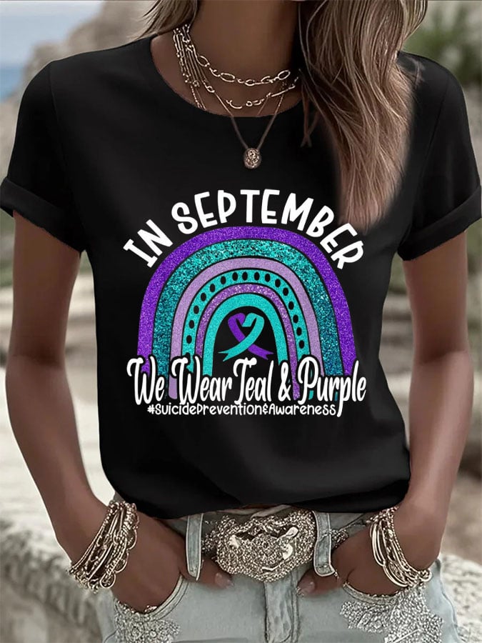 Women's Suicide Prevention Awareness Printed T-Shirt