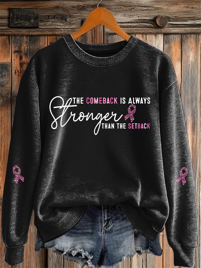 Women's Breast Cancer Awareness Print Casual Sweatshirt