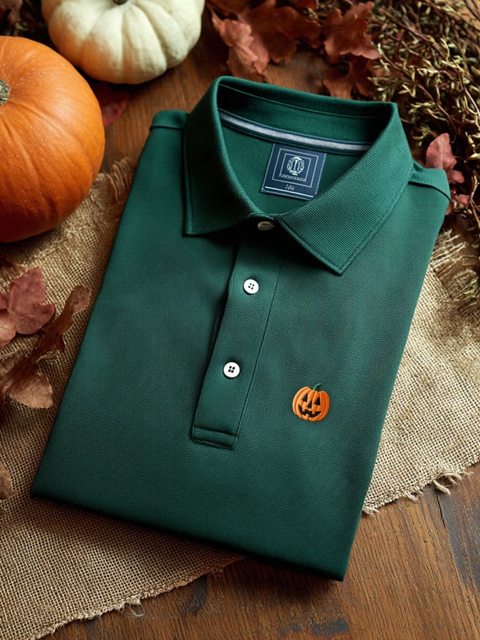 Men's Offline Business Autumn Pumpkin Contrast Polo