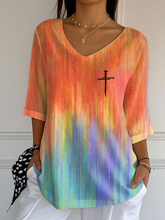 Women's Fall Leaf Print Casual T-Shirt