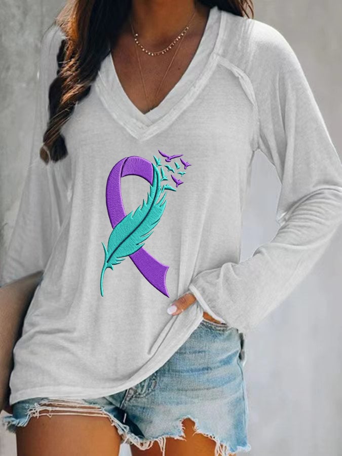 Women's Suicide Prevention Awareness Print Casual T-Shirt