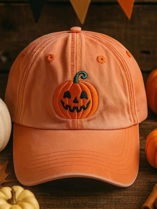 Unisex Pumpkin Face Printed Hat