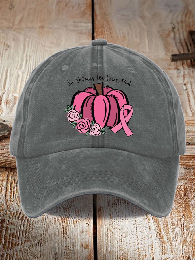 Unisex  In October We Wear Pink Print Baseball Cap