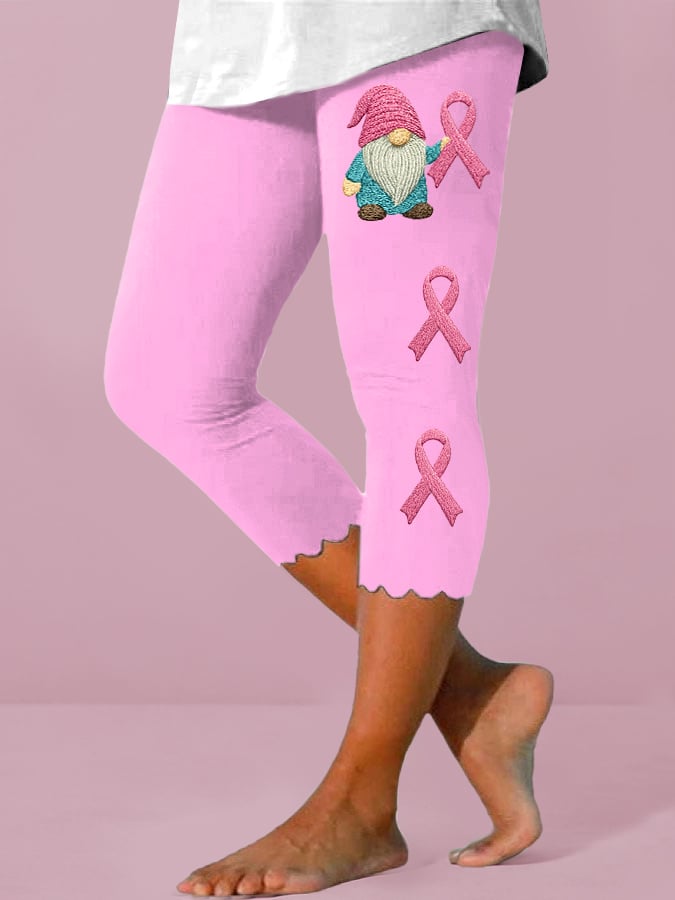 Women's Breast Cancer Awareness Print Cropped Leggings
