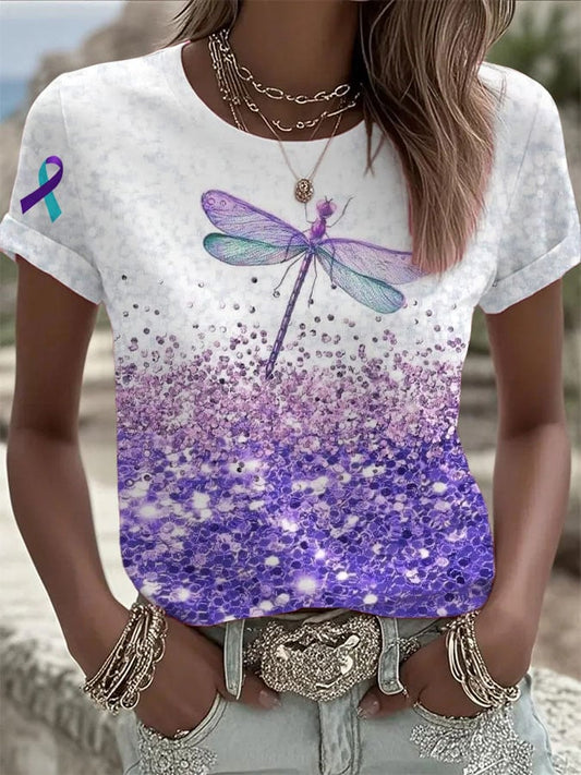 Women's Mental Health Printed Round Neck T-Shirt