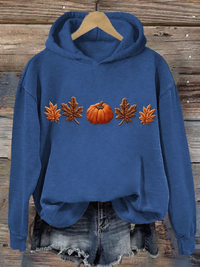 Women's Casual Fall Pumpkin Print Hoodie