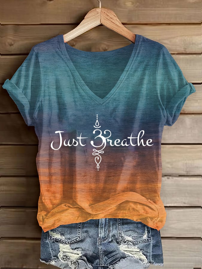 Women's Just Breathe Printed Casual T-Shirt