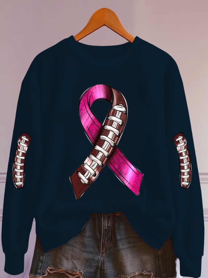 Women's Rugby Breast Cancer Print Sweatshirt