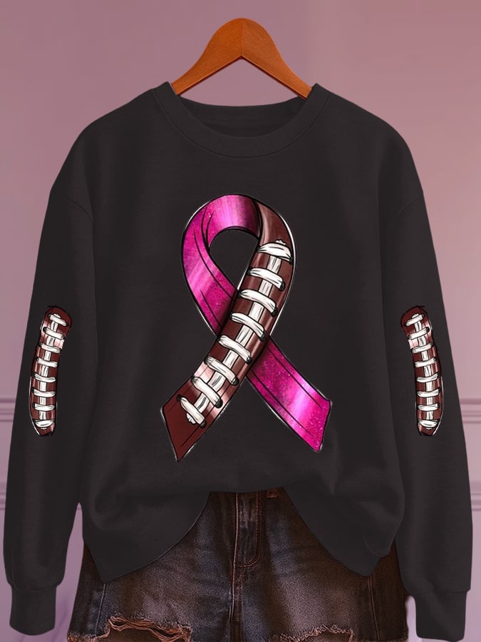 Women's Rugby Breast Cancer Print Sweatshirt