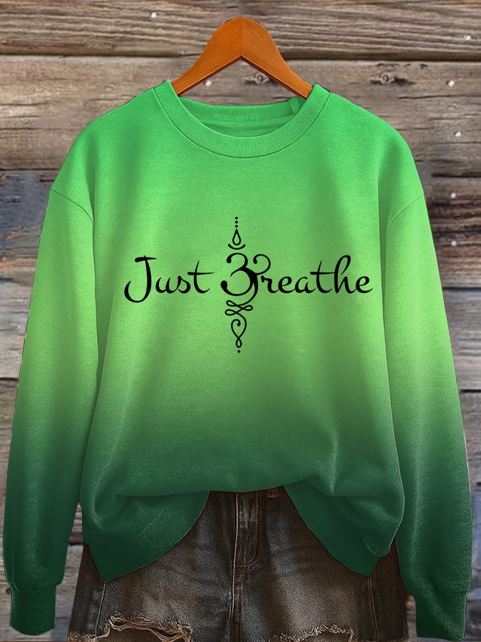 Women's Just Breathe Print Round Neck Sweatshirt