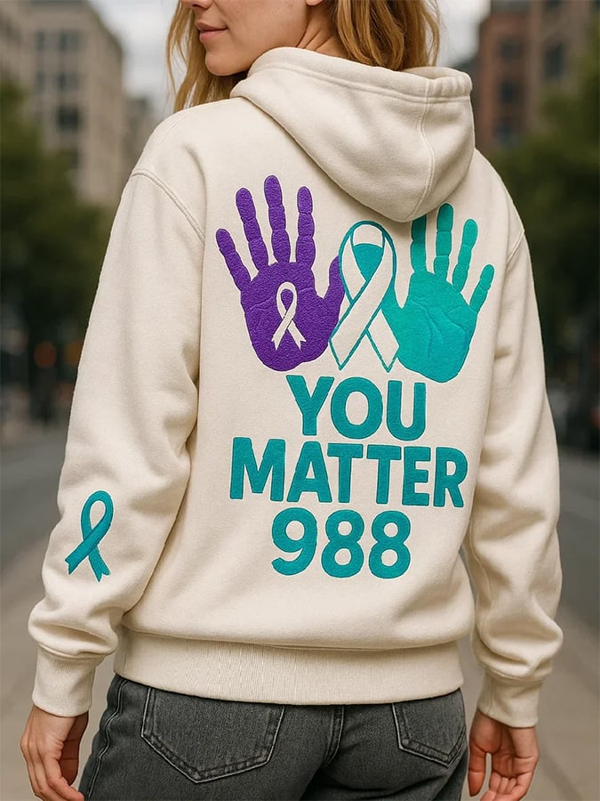Women's You Matter 988 Mental Health Promotional Graphic Print Hoodie