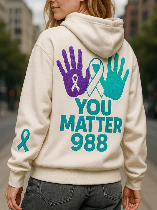 Women's You Matter 988 Mental Health Promotional Graphic Print Hoodie