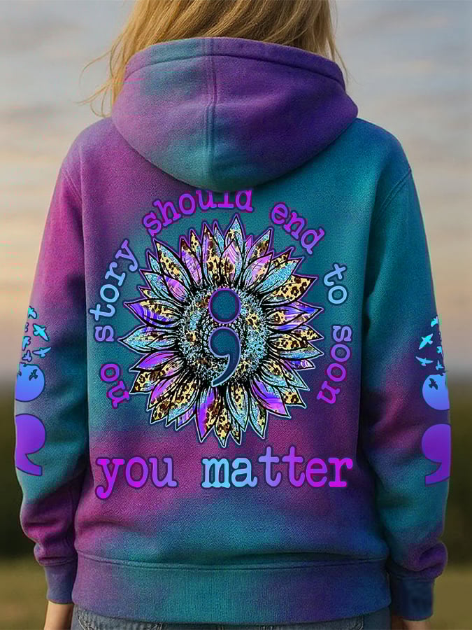 Women's Suicide Prevention Awareness Graphic Print Hoodie