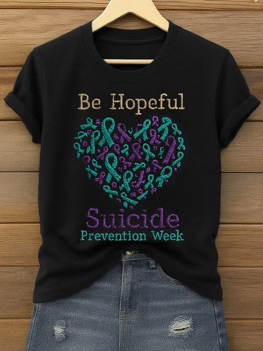 Women's Suicide Prevention Awareness Graphic Print Comfortable T-Shirt