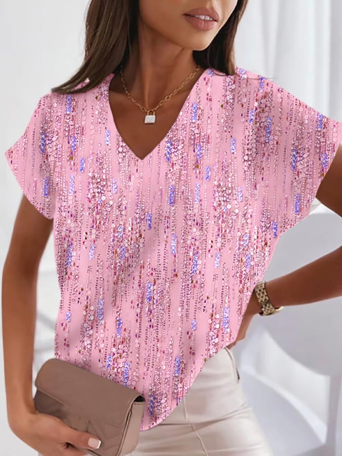 Women's Pink Art Design Print T-Shirt