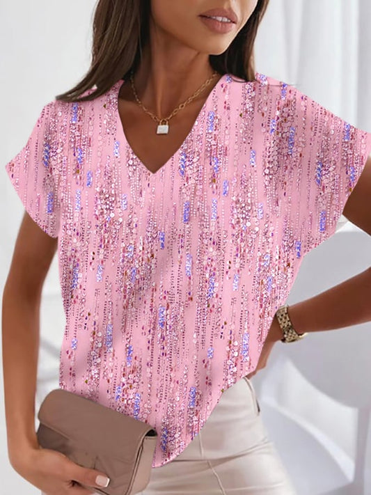 Women's Pink Art Design Print T-Shirt
