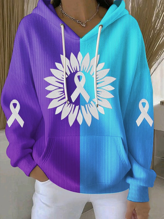 Women's Suicide Prevention Awareness Floral Print Hoodie