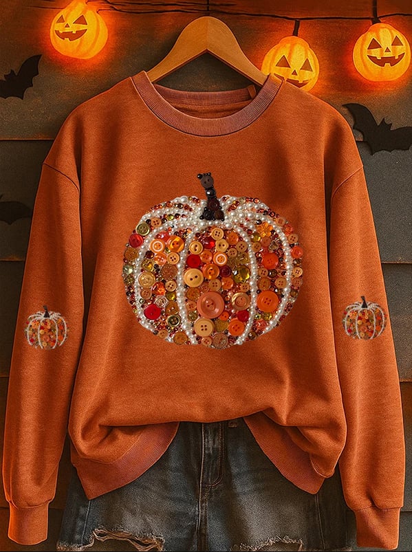 Women's Pumpkin Print Casual Sweatshirt